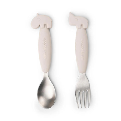 Done by Deer Easy-Grip Spoon 2 Piece Set - Sand