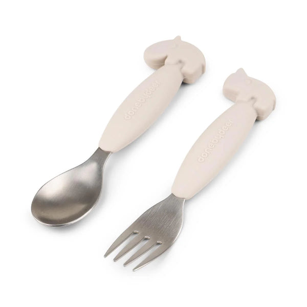 Done by Deer Easy-Grip Spoon 2 Piece Set - Sand