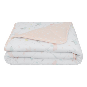 Living Textiles Reversible Jersey Quilted Cot Comforter - Ava/Blush Floral
