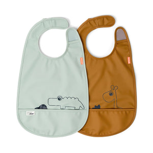 Done by Deer Bib with Velcro 2 Pack Deer Friends Mustard/Green