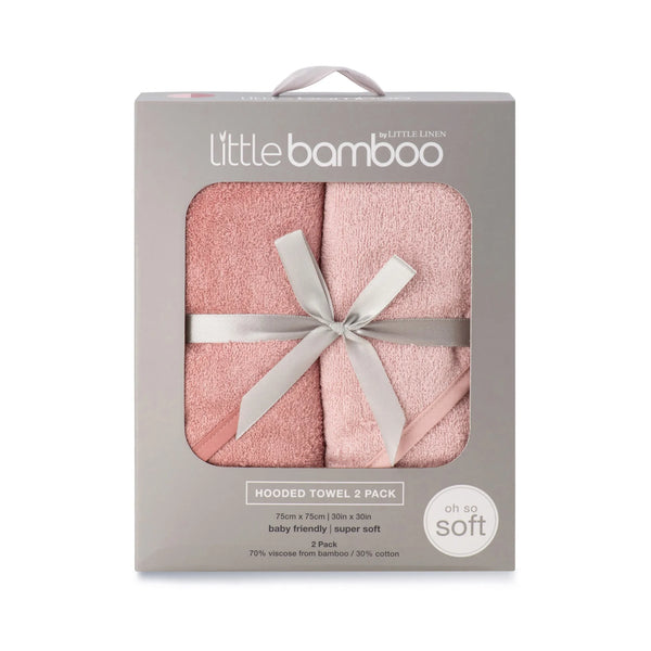 Little Bamboo Baby Hooded Towels 2PK - Dusty Rose
