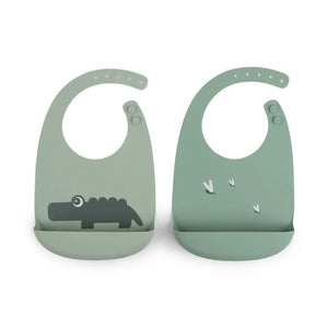 Done by Deer Silicone Bib 2 Pack - Crocco Green