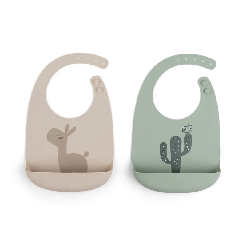 Done by Deer Silicone Bib 2 Pack - Lalee/Sand