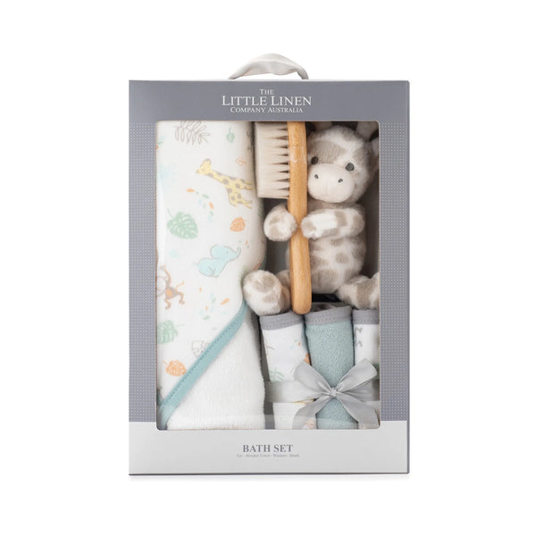 Little Linen Bath Baby Gift Set - Savanna Giraffe