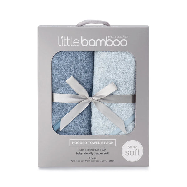 Little Bamboo Baby Hooded Towels 2PK - Retro Blue