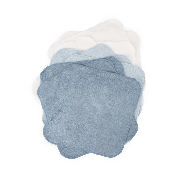 Little Bamboo Baby Towelling Washers 10PK - Retro Blue