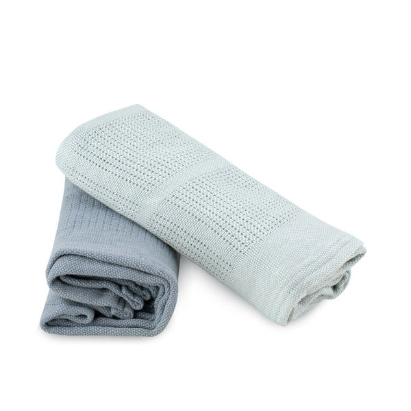 Little Bamboo Baby Cellular Blanket 2Pk - Retro Blue