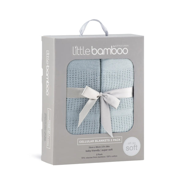 Little Bamboo Baby Cellular Blanket 2Pk - Retro Blue