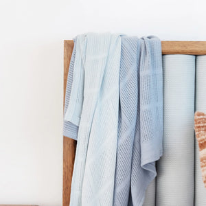 Little Bamboo Baby Cellular Blanket 2Pk - Retro Blue