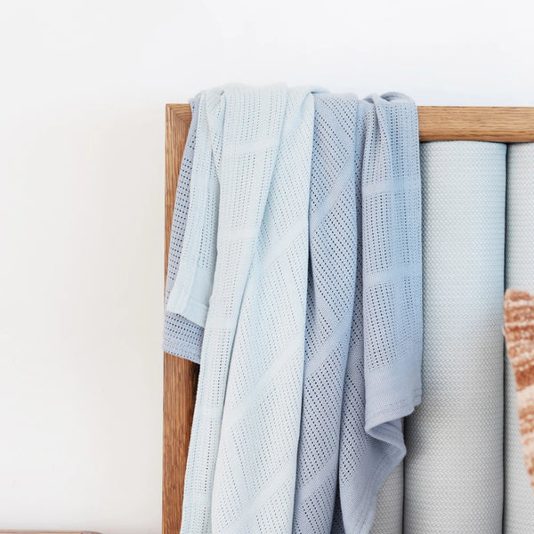 Little Bamboo Baby Cellular Blanket 2Pk - Retro Blue