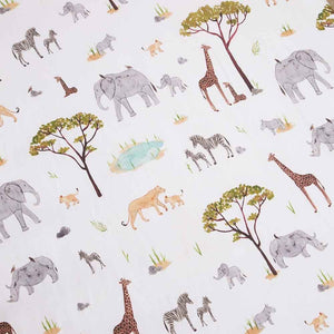 Snuggle Hunny Organic Fitted Cot Sheet - Safari