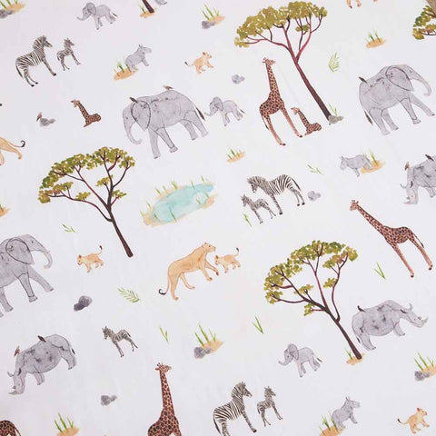 Snuggle Hunny Organic Fitted Cot Sheet - Safari