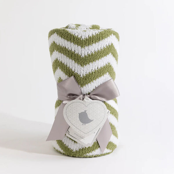 Living Textiles Chenille Blanket - Chevron Sage