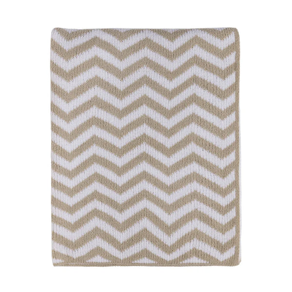 Living Textiles Chenille Blanket Chevron Taupe