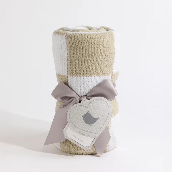 Living Textiles Chenille Blanket - Checkered Taupe