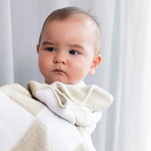 Living Textiles Chenille Blanket - Checkered Taupe