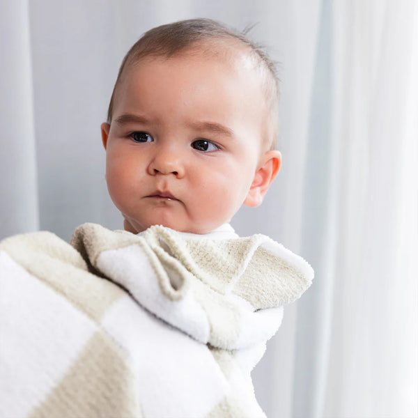 Living Textiles Chenille Blanket - Checkered Taupe