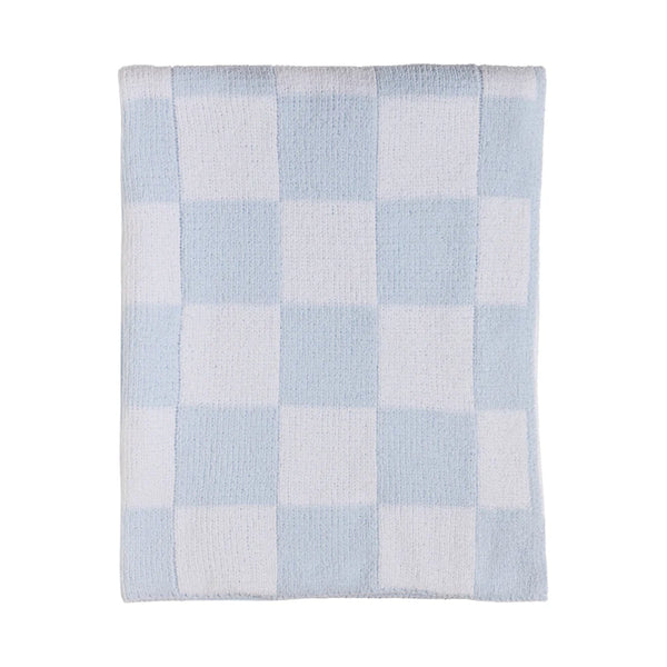 Living Textiles Chenille Blanket - Checkered Blue