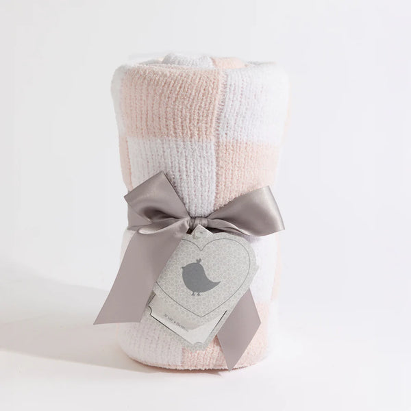 Living Textiles Chenille Blanket - Checkered Pink