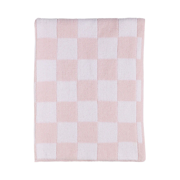 Living Textiles Chenille Blanket - Checkered Pink