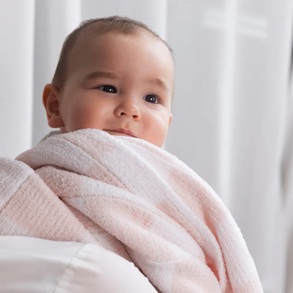 Living Textiles Chenille Blanket - Checkered Pink