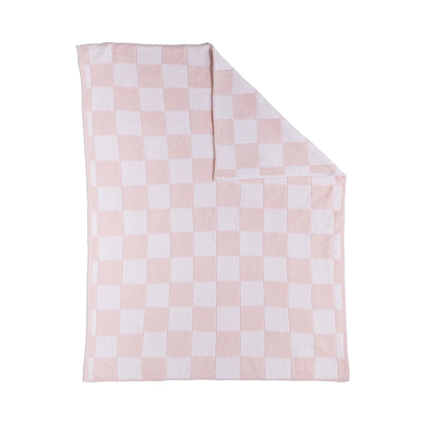Living Textiles Chenille Blanket - Checkered Pink