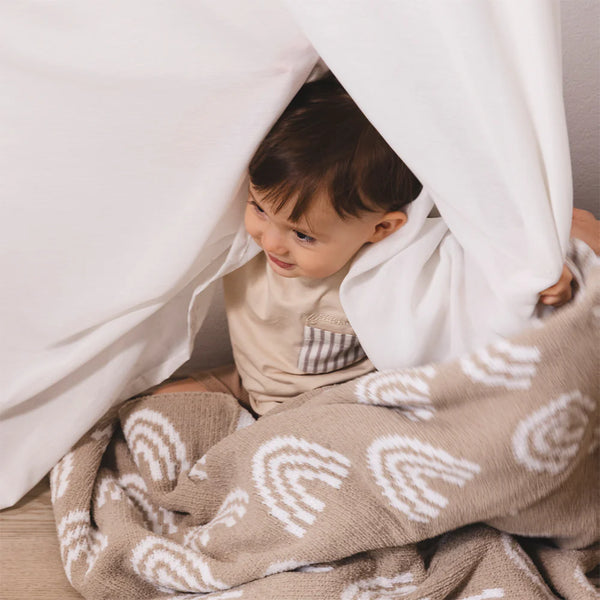 Living Textiles Chenille Blanket - Rainbow Taupe
