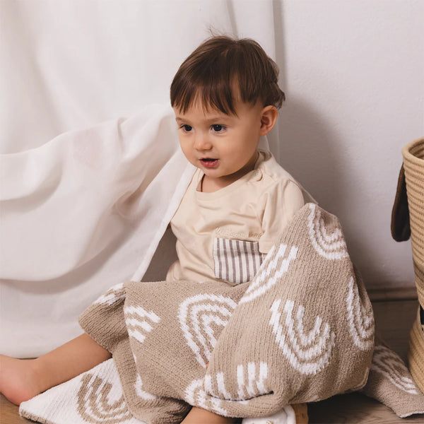 Living Textiles Chenille Blanket - Rainbow Taupe