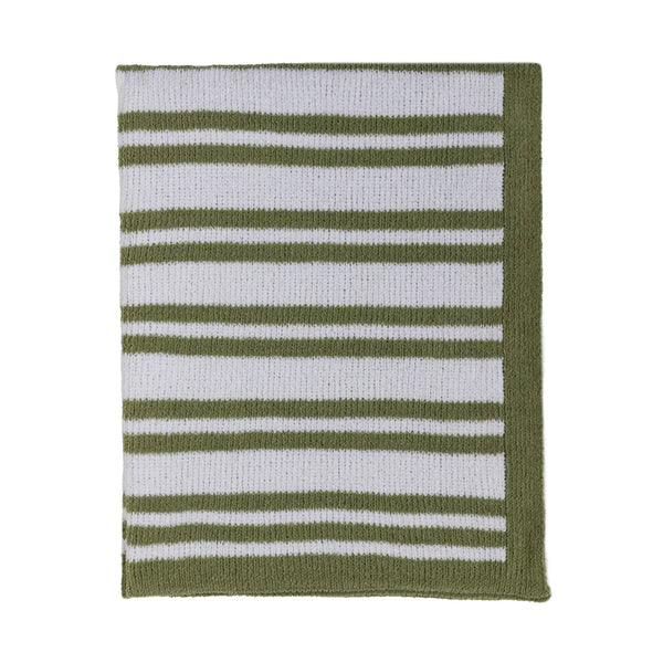 Living Textiles Chenille Blanket - Sage Stripe
