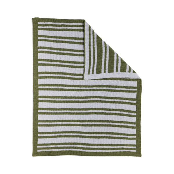 Living Textiles Chenille Blanket - Sage Stripe