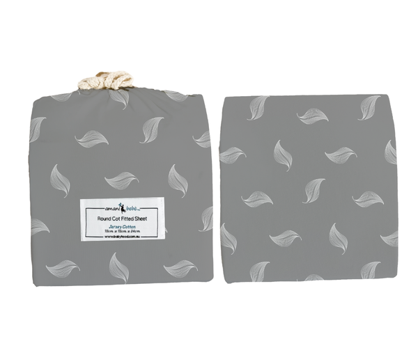 Amani Bebe Organic Round Fitted Sheet – White Leaf