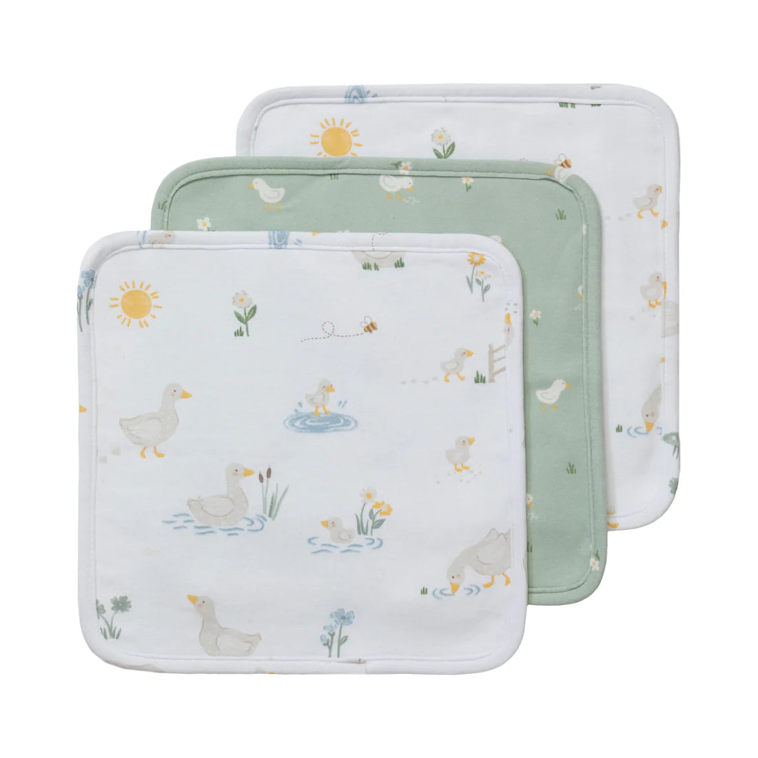 Living Textiles 3pk Wash Cloths - Goosey Goosey