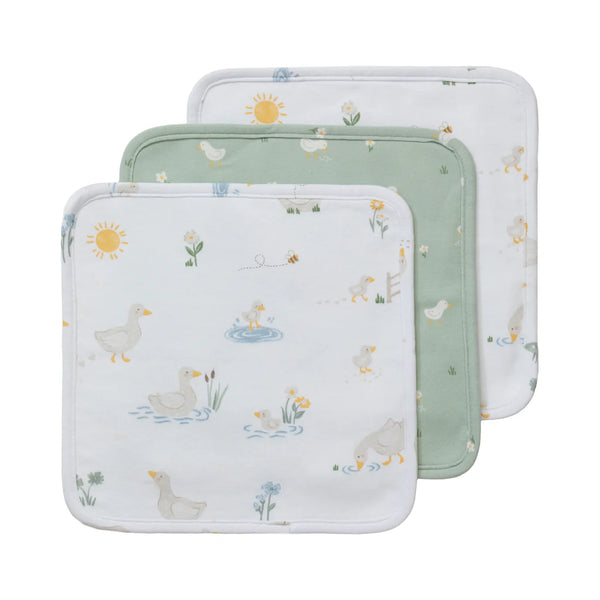 Living Textiles 3pk Wash Cloths - Goosey Goosey