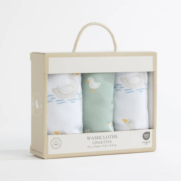 Living Textiles 3pk Wash Cloths - Goosey Goosey