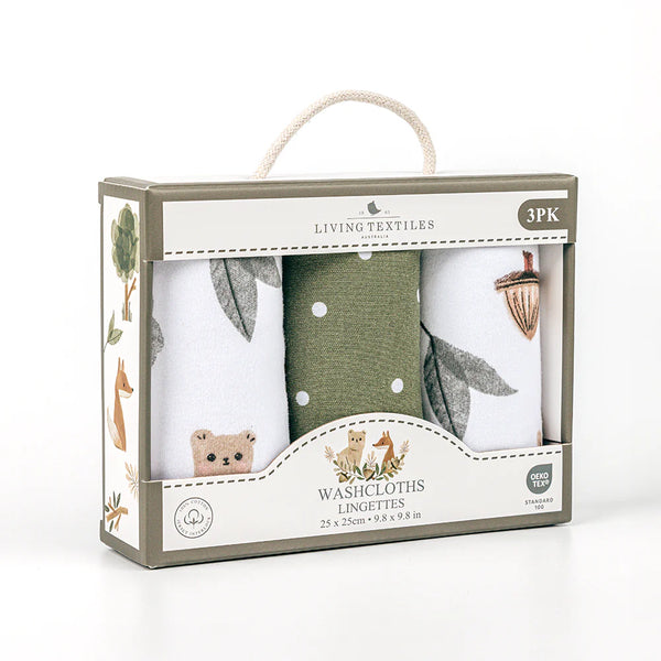 Living Textiles 3pk Wash Cloths - Forest Retreat