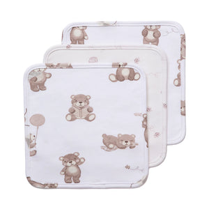 Living Textiles 3pk Wash Cloths - Cuddly Bear