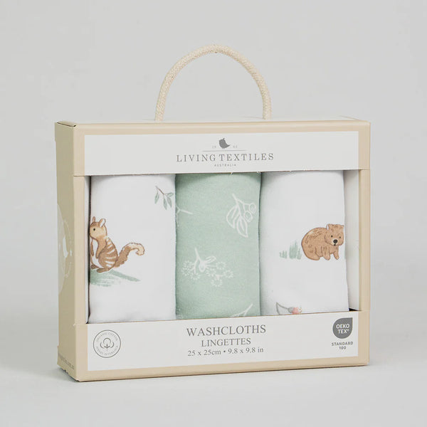 Living Textiles 3pk Wash Cloths - Australiana