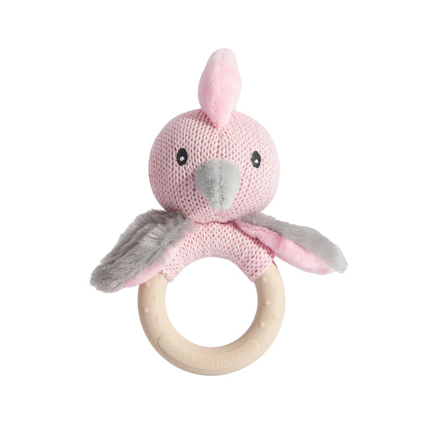Living Textiles Australiana Knitted Ring Rattle - Gary the Galah