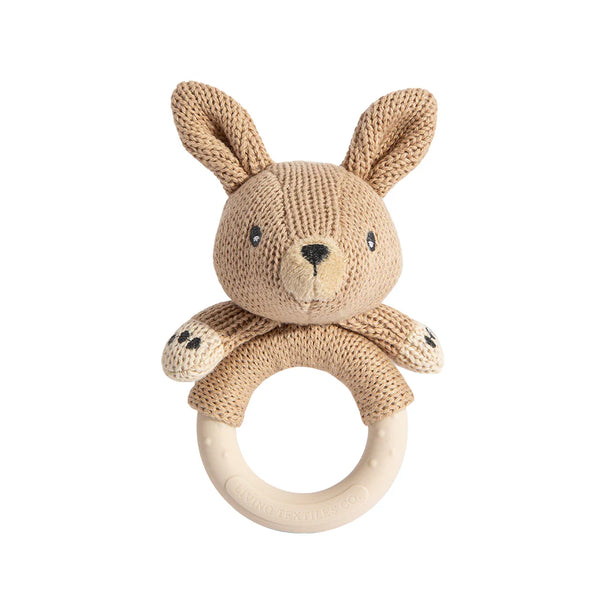 Living Textiles Australiana Knitted Ring Rattle - Kylie the Kangaroo