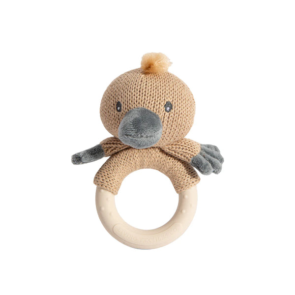 Living Textiles Australiana Knitted Ring Rattle - Penny the Platypus