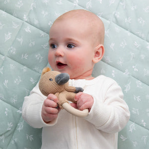 Living Textiles Australiana Knitted Ring Rattle - Penny the Platypus