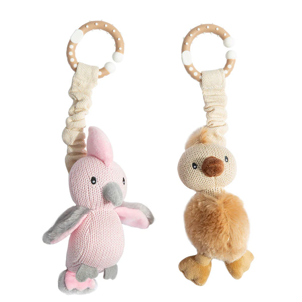 Living Textiles 2pk Stroller Toy - Galah & Emu