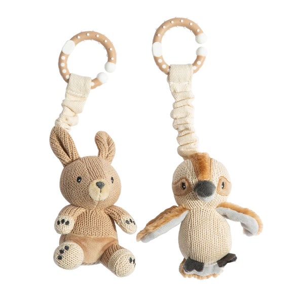 Living Textiles 2pk Stroller Toy - Kangaroo & Kookaburra
