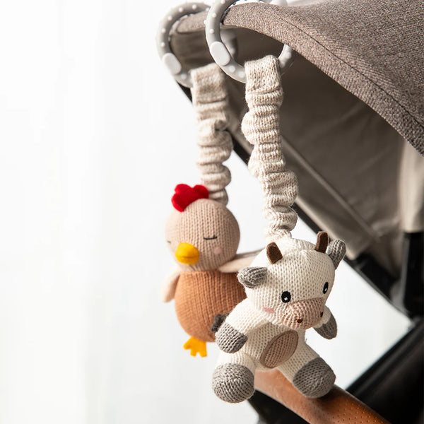 Living Textiles 2pk Stroller Toy - Cow & Chicken
