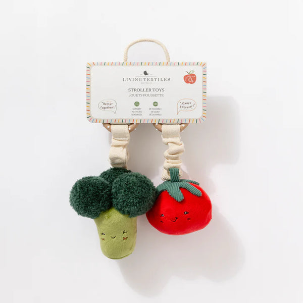 Living Textiles Mini Market 2pk Stroller Toy - Broccoli & Tomato
