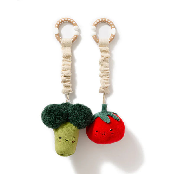 Living Textiles Mini Market 2pk Stroller Toy - Broccoli & Tomato