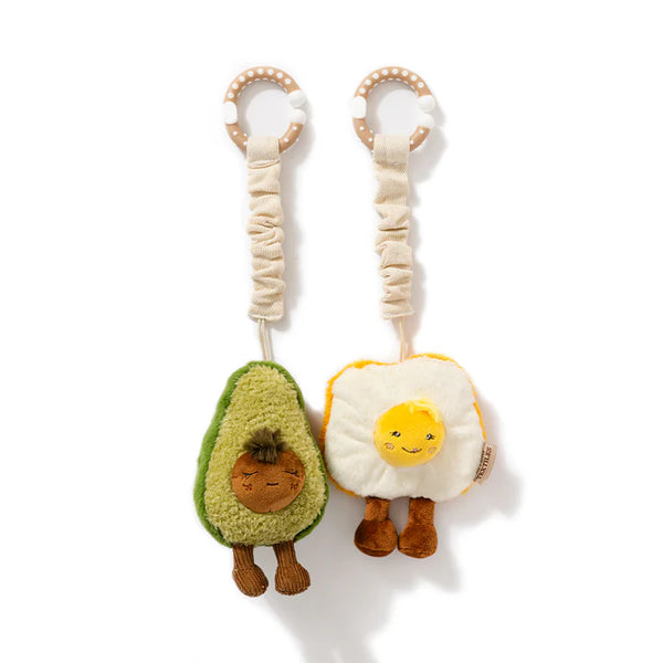 Living Textiles Mini Market 2pk Stroller Toy - Avocado & Egg on Toast