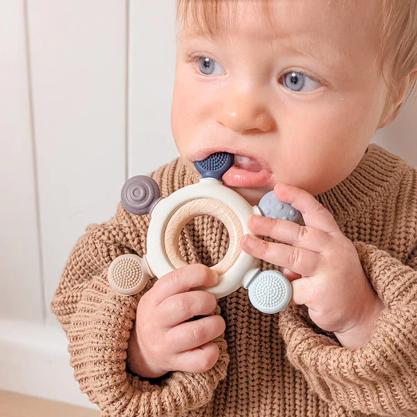 Playground Multi Surface Teething Wheel - Steel Blue