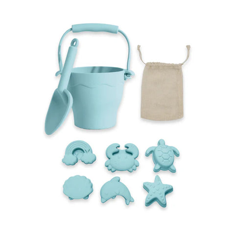 Playground 8pc Silicone Bucket Set - Light Blue