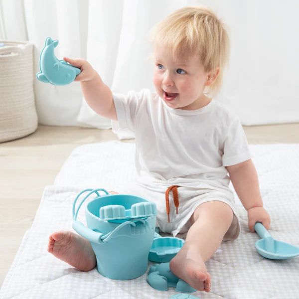 Playground 8pc Silicone Bucket Set - Light Blue